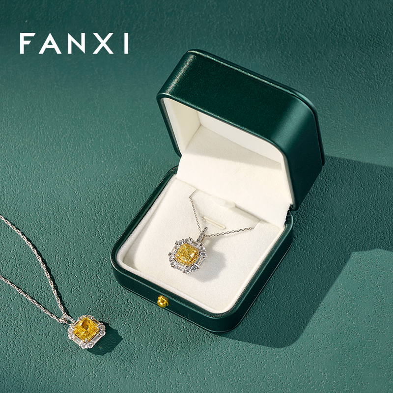 FANXI Hot Sale Green Leather Jewelry Box Series