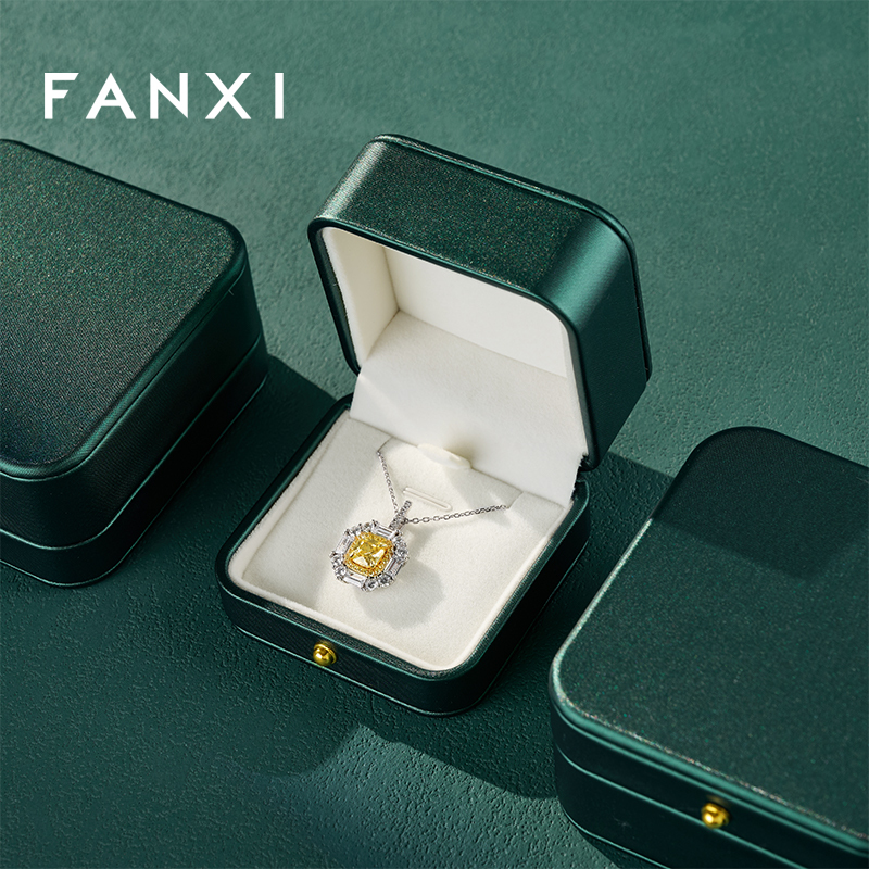 FANXI Hot Sale Green Leather Jewelry Box Series
