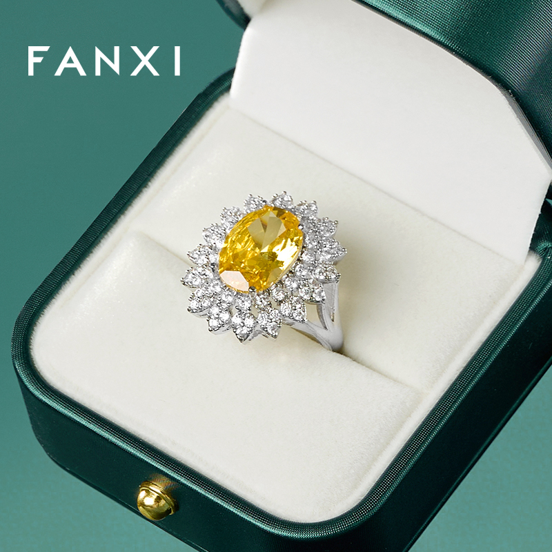 FANXI Hot Sale Green Leather Jewelry Box Series