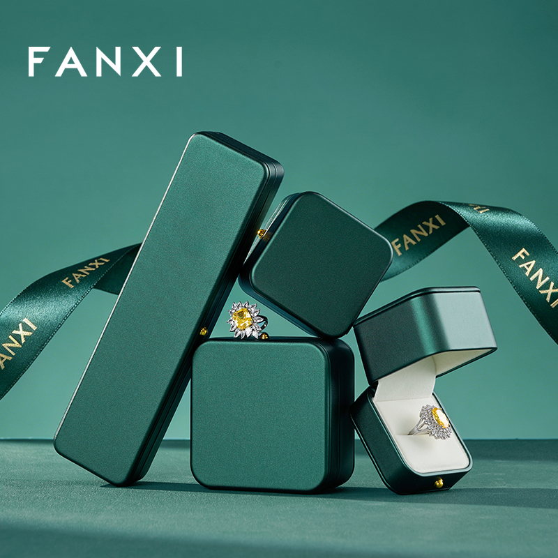 FANXI Hot Sale Green Leather Jewelry Box Series