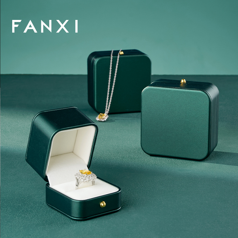 FANXI Hot Sale Green Leather Jewelry Box Series