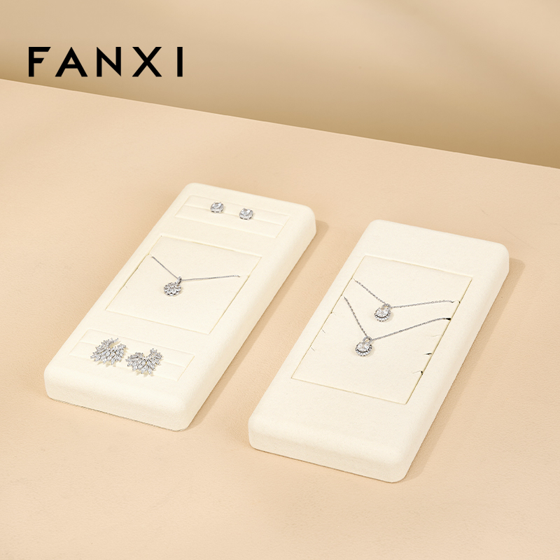 FANXI Luxury Beige Microfiber Jewelry Display Set