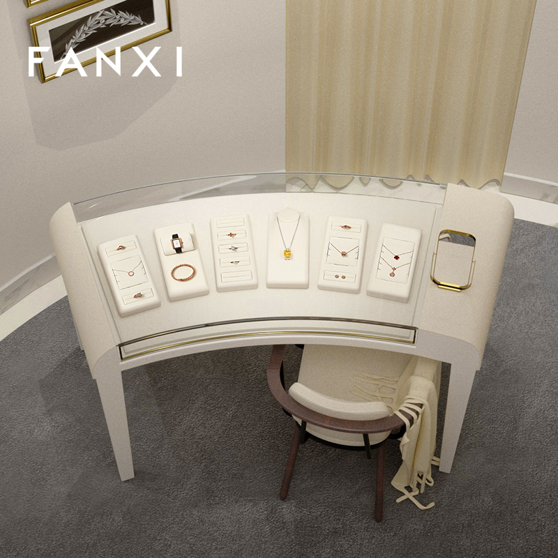 FANXI Luxury Beige Microfiber Jewelry Display Set