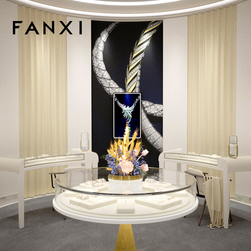 FANXI Luxury Beige Microfiber Jewelry Display Set
