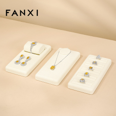 FANXI Luxury Beige Microfiber Jewelry Display Set