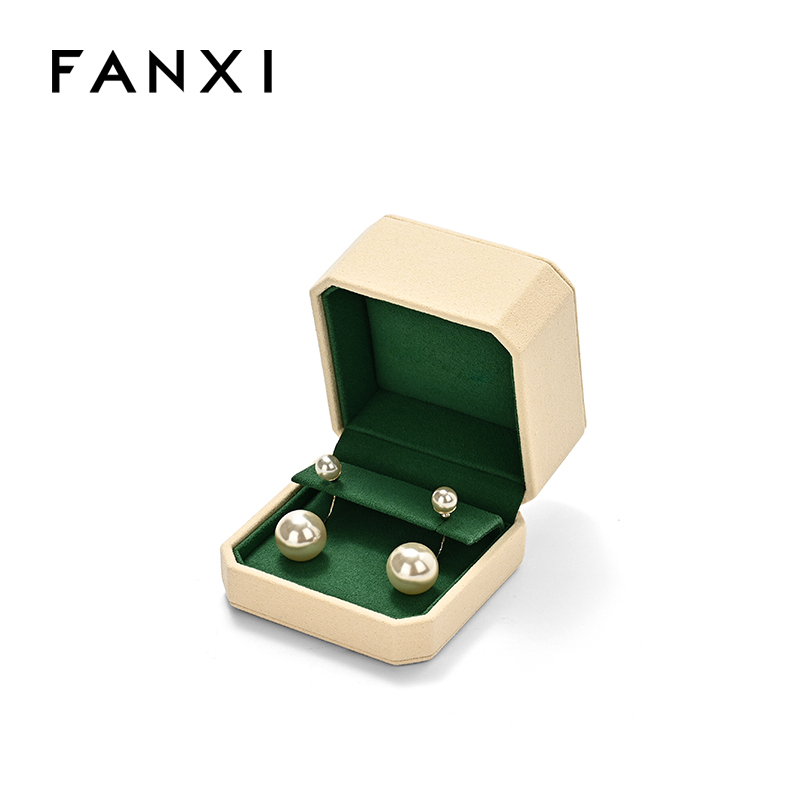 FANXI Custom Beige Microfiber Earring Box