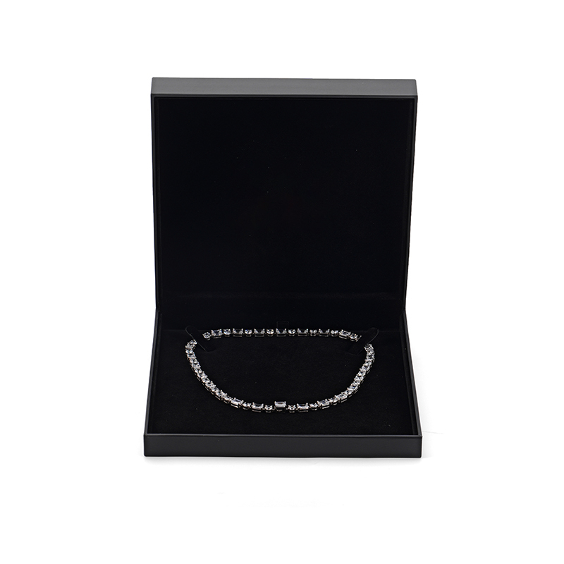 FANXI Custom Black Leather Paper Velvet Big Neckalce Box