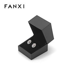 FANXI Custom Black Leather Paper Velvet Earring Box
