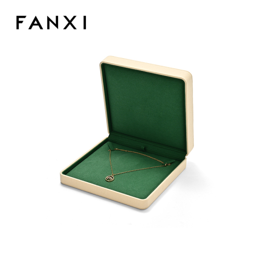 FANXI Custom Beige Microfiber Big Necklace Box