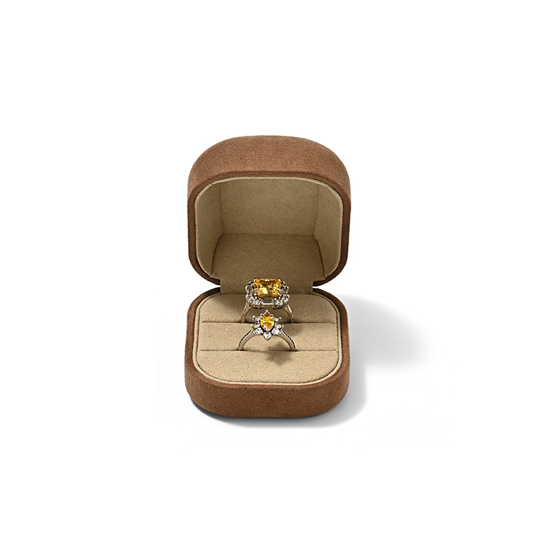FANXI Custom Orange Suede Microfiber Double Ring Box