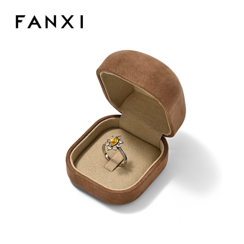 FANXI Custom Orange Suede Microfiber Paper Ring Box