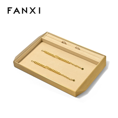 FANXI Custom Golden Microfiber Metal Jewelry Tray