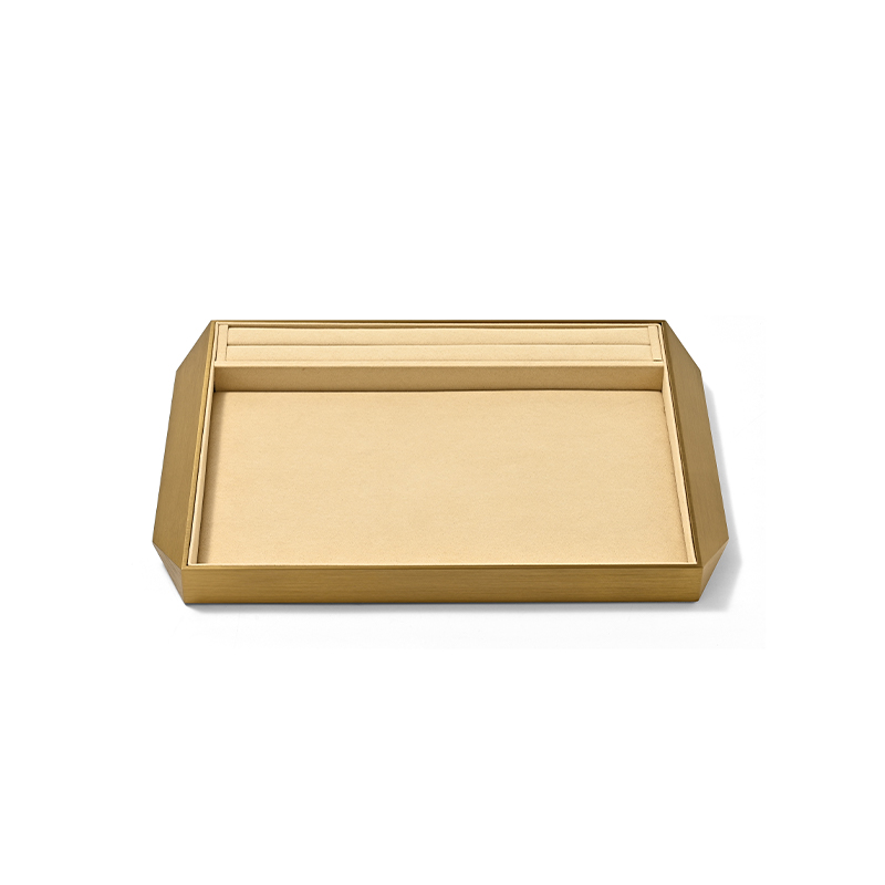 FANXI Custom Golden Microfiber Metal Jewelry Tray