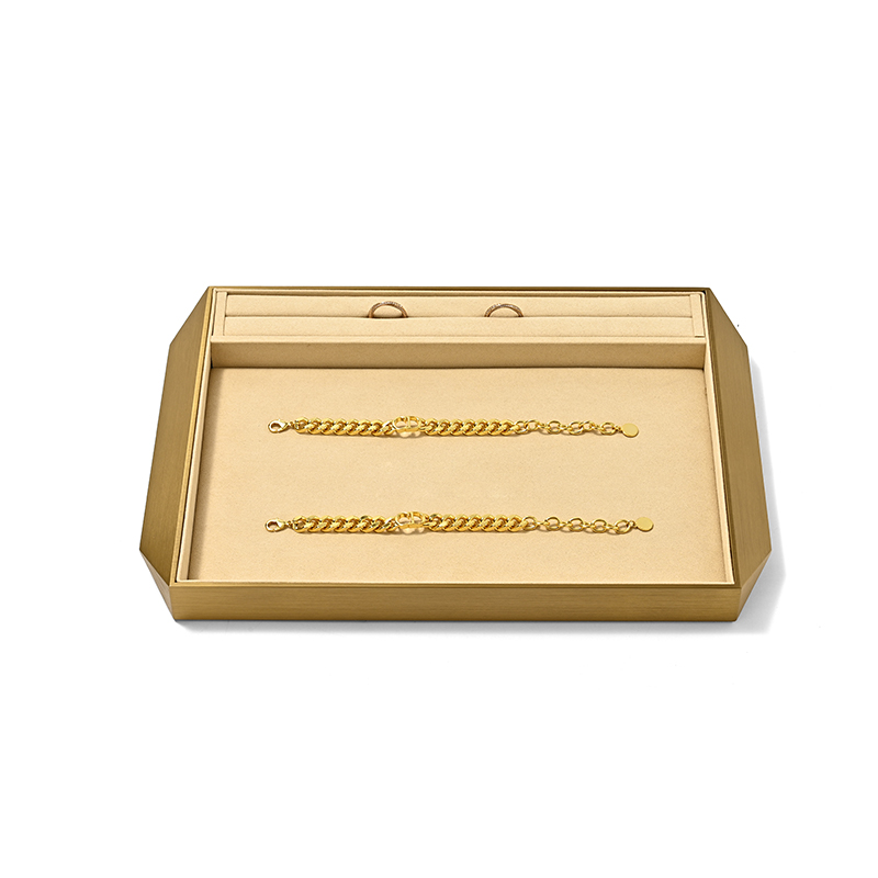FANXI Custom Golden Microfiber Metal Jewelry Tray
