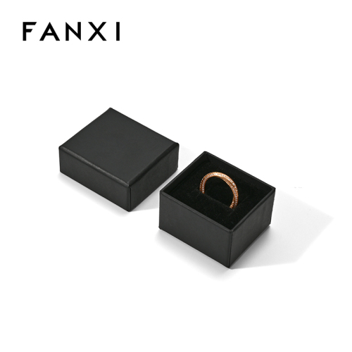 FANXI Custom Black Paper Velvet Ring Box