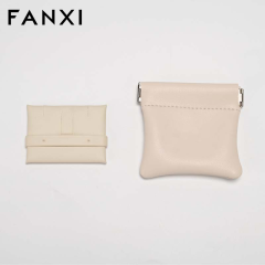 FANXI Custom Beige PU Leather Jewelry Bag