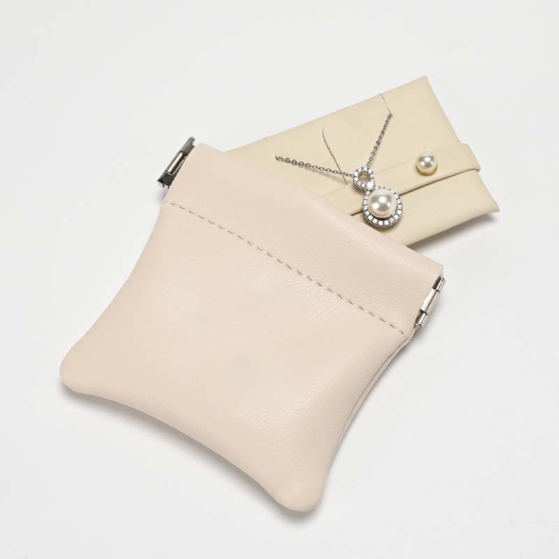 FANXI Custom Beige PU Leather Jewelry Bag