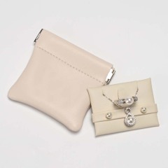 FANXI Custom Beige PU Leather Jewelry Bag