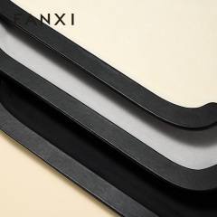 FANXI Luxury Beige PU Leather Velvet Jewelry Plate