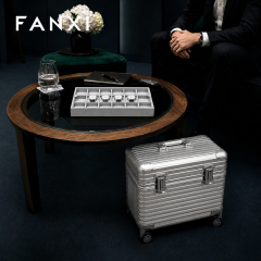 FANXI Luxury Silver Alloy Velvet Jewelry Rolling Case