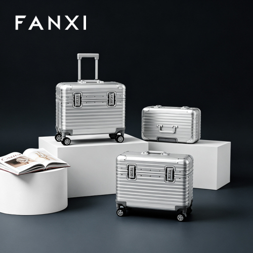 FANXI Luxury Silver Alloy Velvet Jewelry Rolling Case