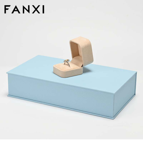 FANXI Custom Blue Paper Suede Magnetic Box