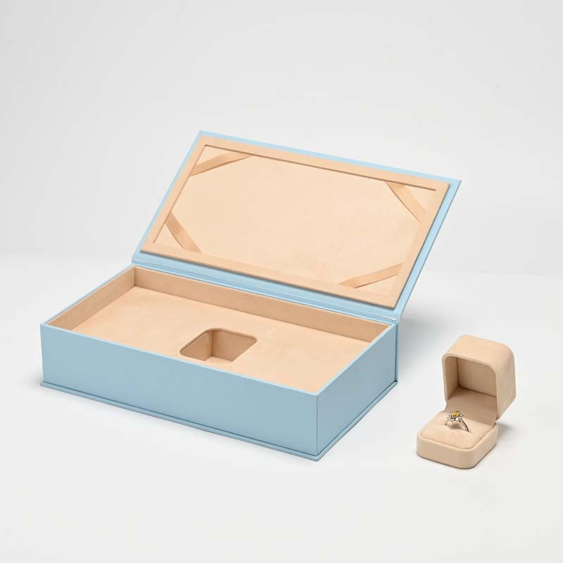 FANXI Custom Blue Paper Suede Magnetic Box