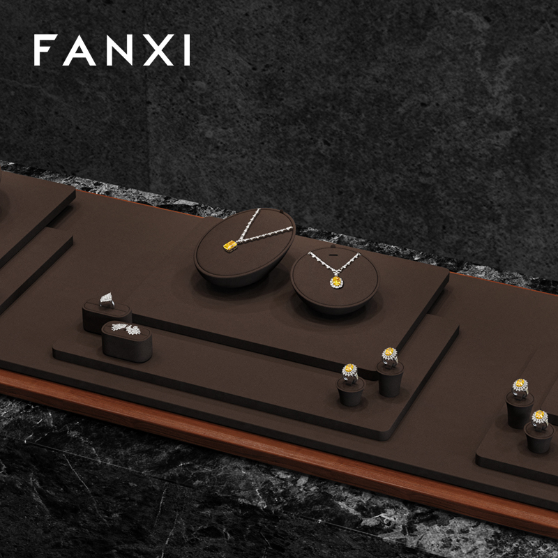 FANXI fashion brown colour microfiber jewellery display
