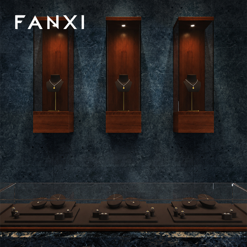 FANXI fashion brown colour microfiber jewellery display