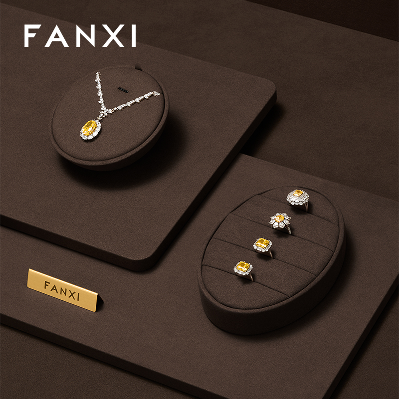 FANXI fashion brown colour microfiber jewellery display