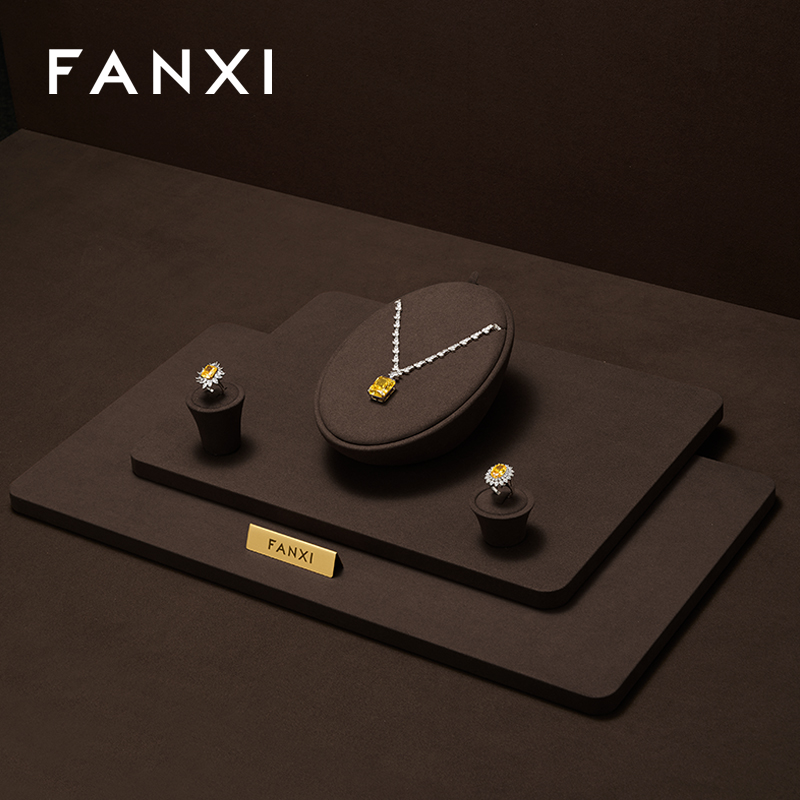 FANXI fashion brown colour microfiber jewellery display