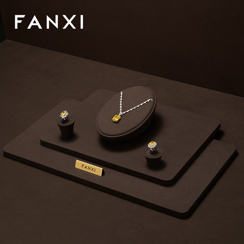 FANXI fashion brown colour microfiber jewellery display
