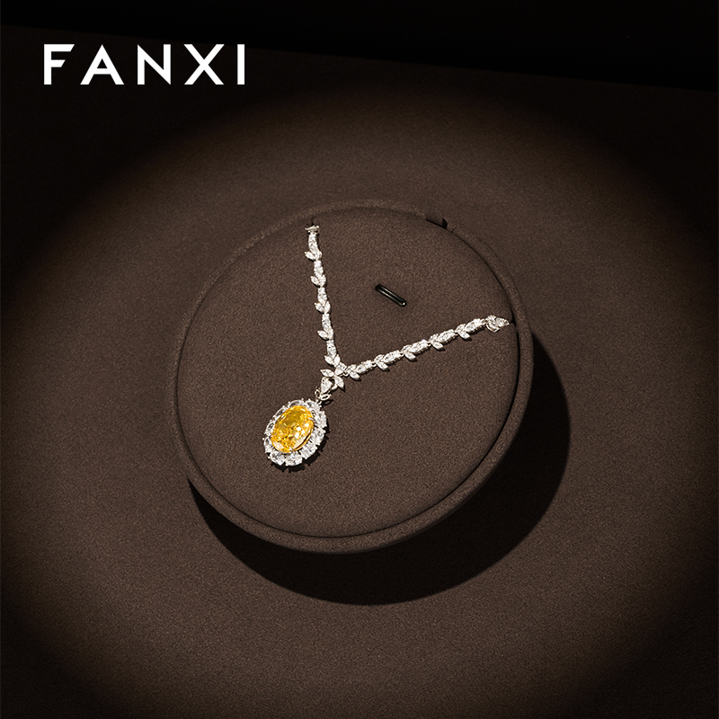 FANXI fashion brown colour microfiber jewellery display