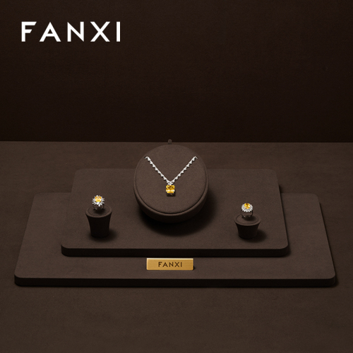 FANXI fashion brown colour microfiber jewellery display