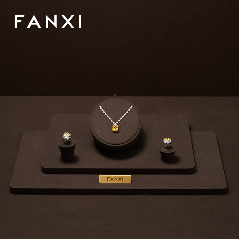 FANXI fashion brown colour microfiber jewellery display