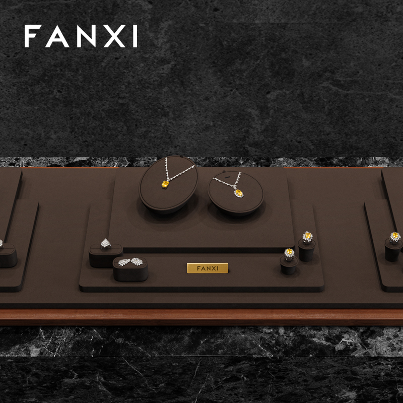 FANXI fashion brown colour microfiber jewellery display