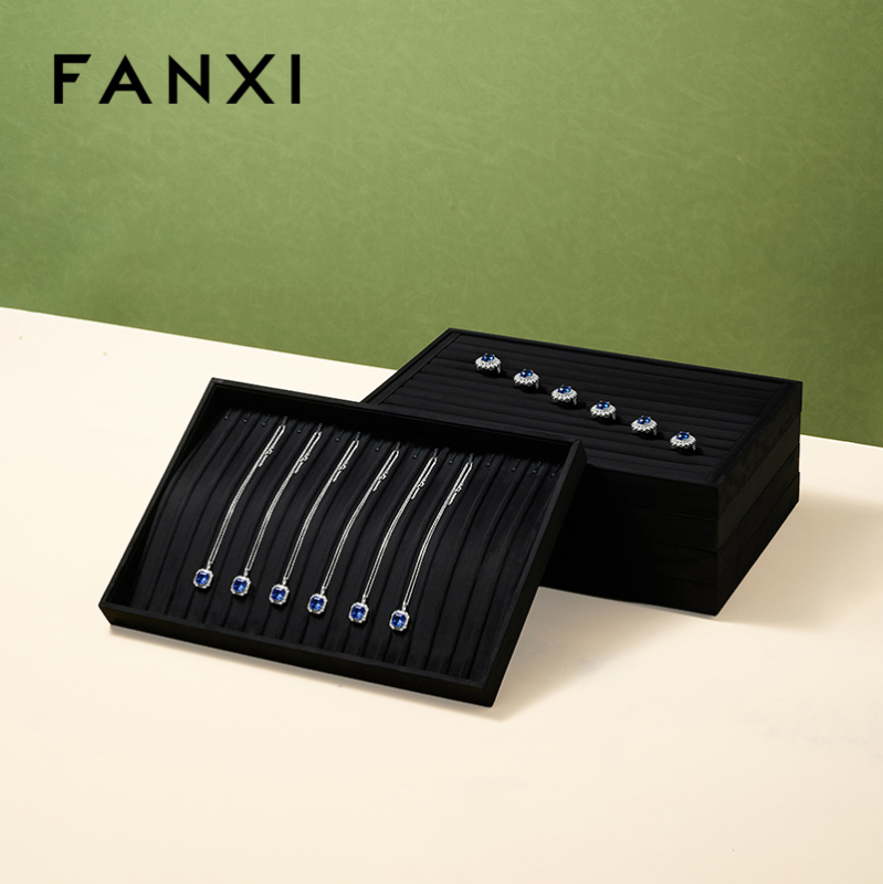 FANXI New Arrival Black Velvet Jewelry Tray