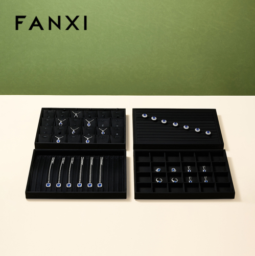FANXI New Arrival Black Velvet Jewelry Tray