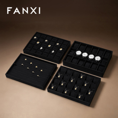 FANXI Portable Silver Alloy Velvet Rolling Jewelry Case