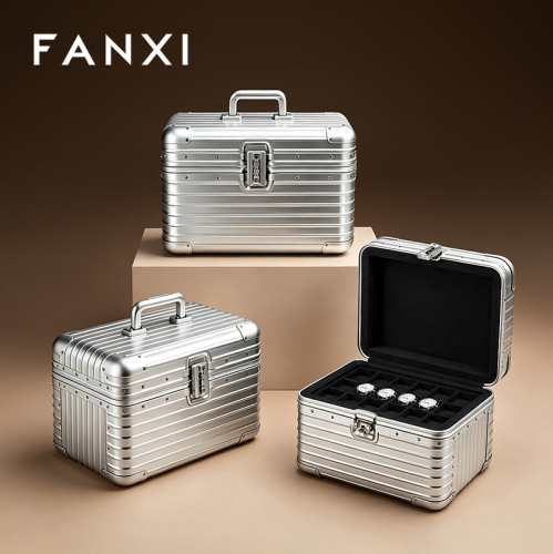 FANXI Portable Silver Alloy Velvet Rolling Jewelry Case