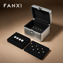 FANXI Portable Silver Alloy Velvet Rolling Jewelry Case