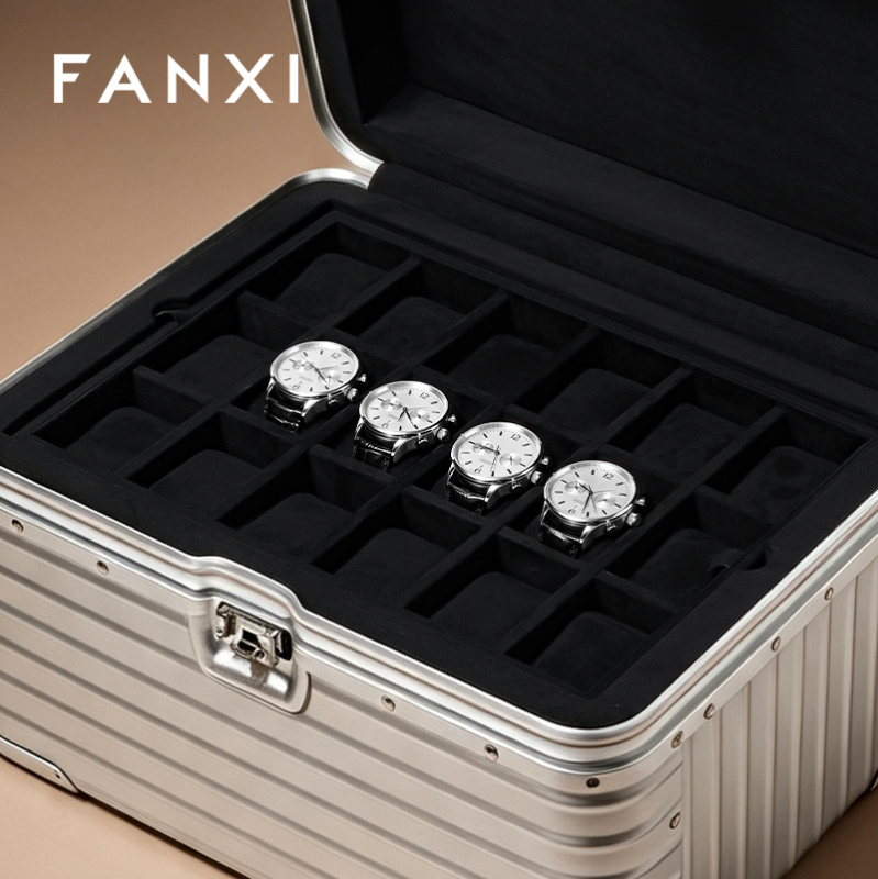 FANXI Portable Silver Alloy Velvet Rolling Jewelry Case