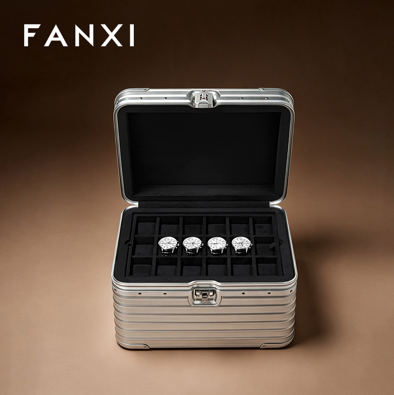 FANXI Portable Silver Alloy Velvet Rolling Jewelry Case