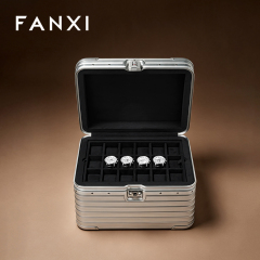 FANXI Portable Silver Alloy Velvet Rolling Jewelry Case