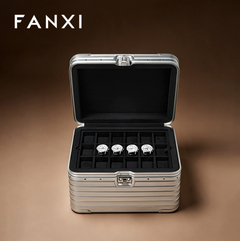 FANXI Portable Silver Alloy Velvet Rolling Jewelry Case