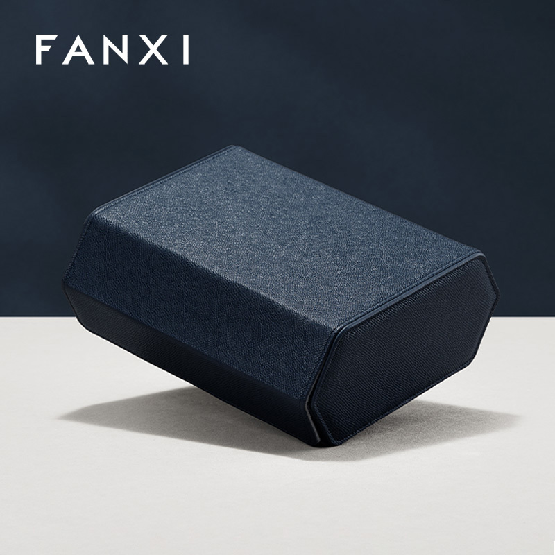 FANXI Fashion Blue PU Leather Velvet Watch Storage Bag