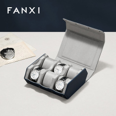 FANXI Fashion Blue PU Leather Velvet Watch Storage Bag