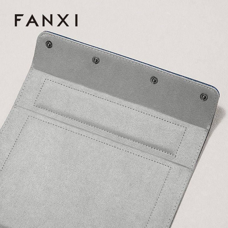FANXI Fashion Blue PU Leather Velvet Watch Storage Bag