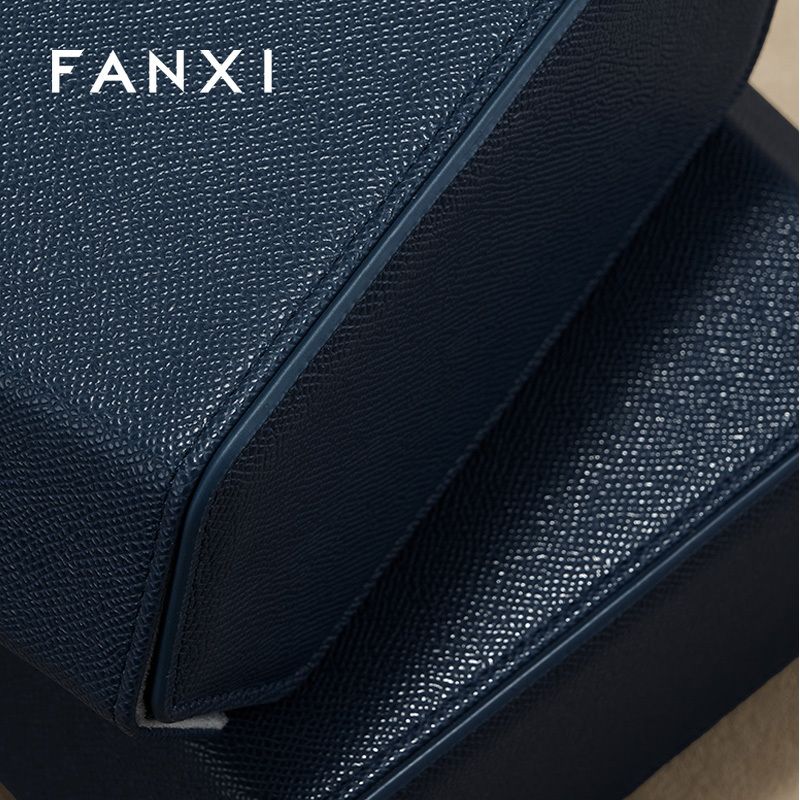 FANXI Fashion Blue PU Leather Velvet Watch Storage Bag