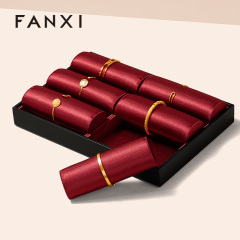 FANXI Fashion Red Leather Silk Jewelry Storage Tray